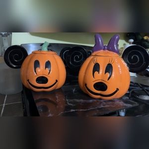 Mickey and Minnie Pumpkin cookie jar set